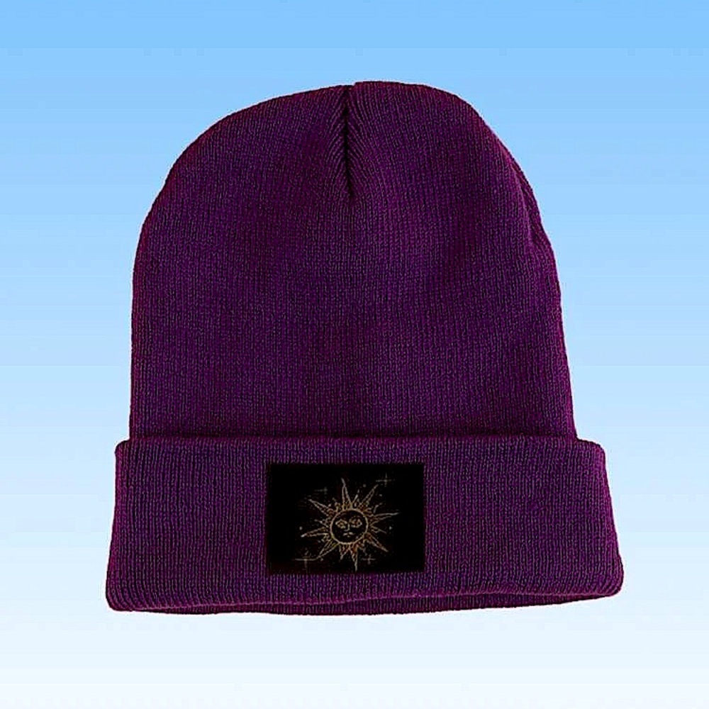 Romwe X PUNPUN Guys Sun Graphic Knit Beanie NWT